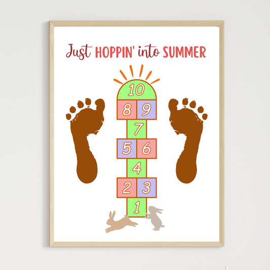 Summer Footprint Craft Printable, DIY Art Project Keepsake for Kids Hand Feet Template