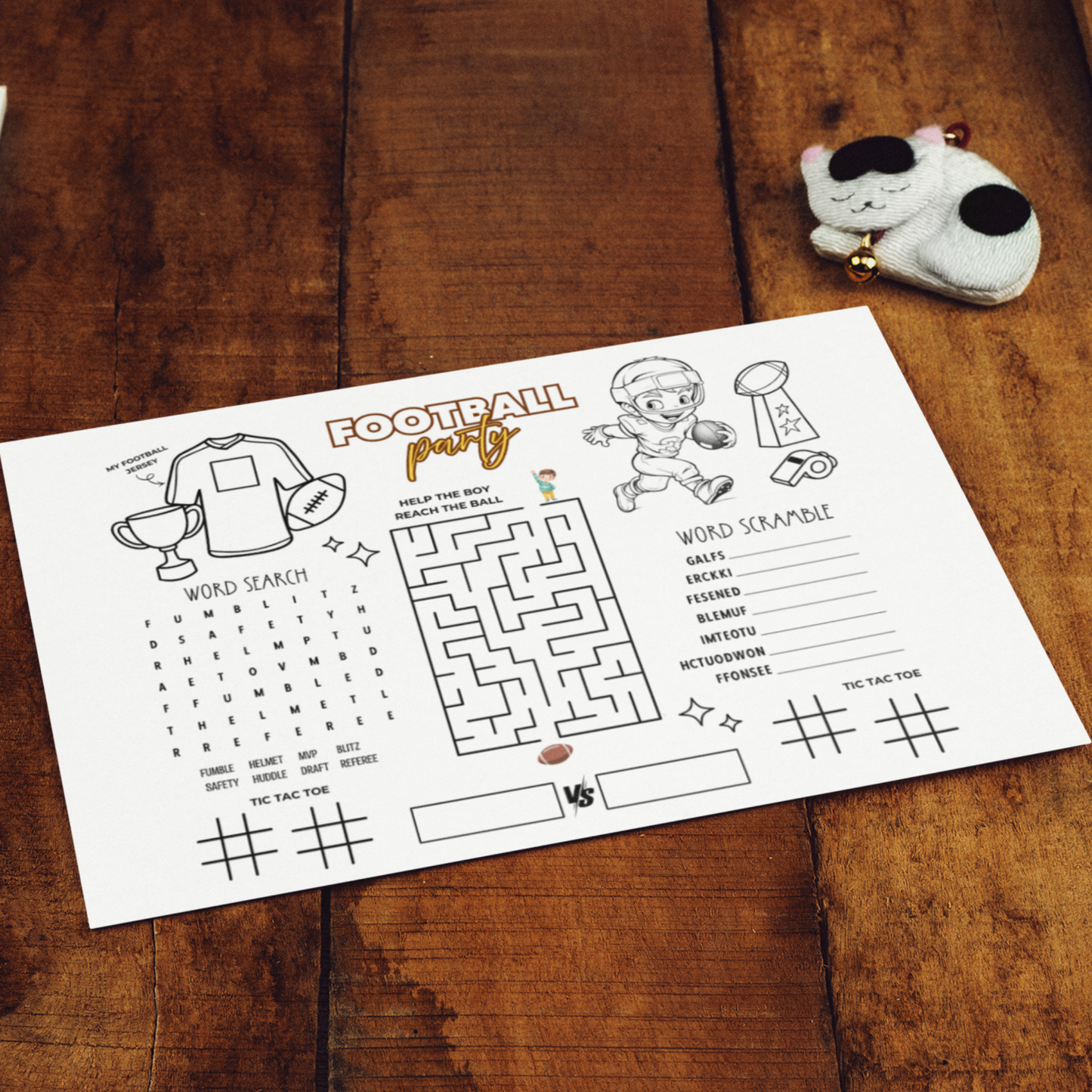 Football Activity Sheet Printable for Kids