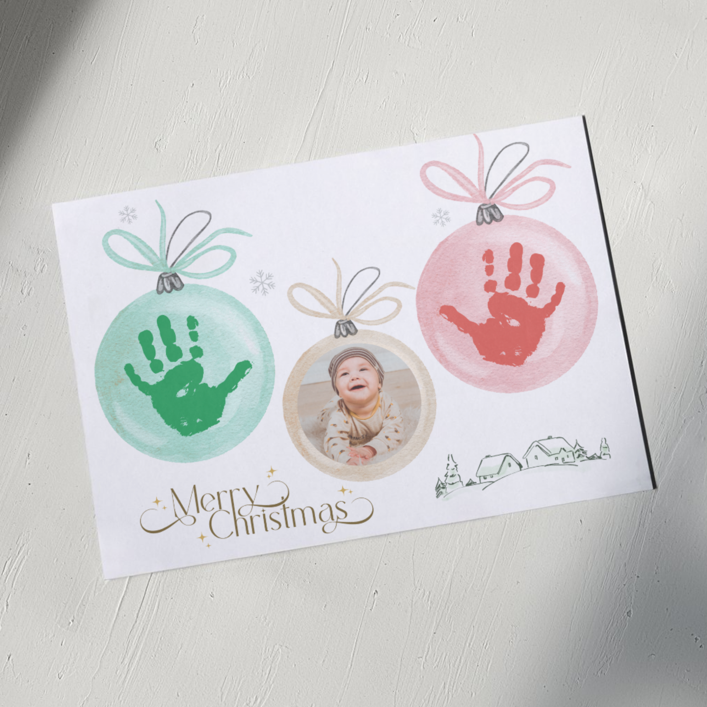Christmas Ornament Handprint Photo Craft Printable