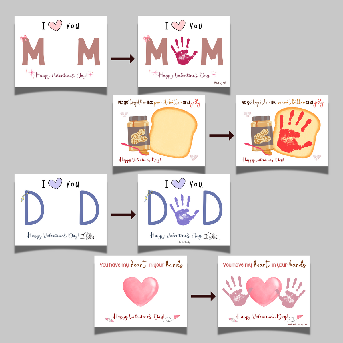 Valentines Day Handprint Holiday Crafts Printable, DIY Art for Kids ...