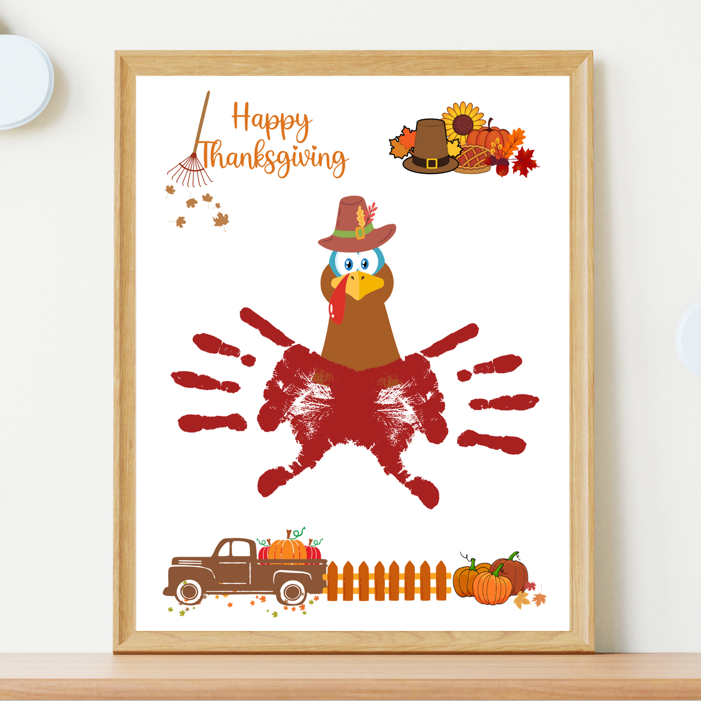 Thanksgiving Handprint Crafts, Preschool Turkey Autumn Art Project for Kids Toddler Kindergarten Baby School Activity