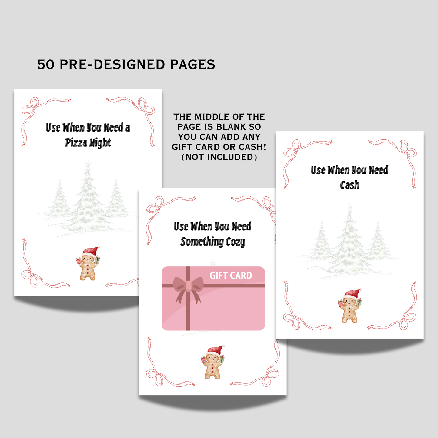 Xmas Gift Card Holder Book Printable