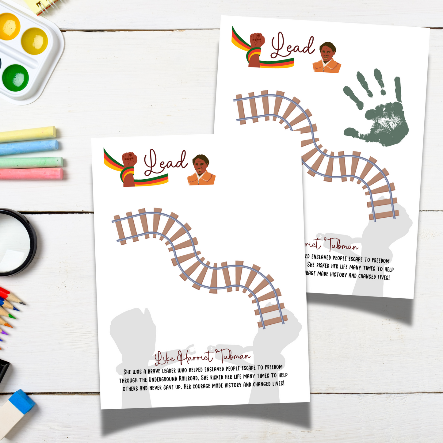 Black History Month Crafts Printable, Historical African American DIY Handprint Art Kids Activity School Preschool Homeschool