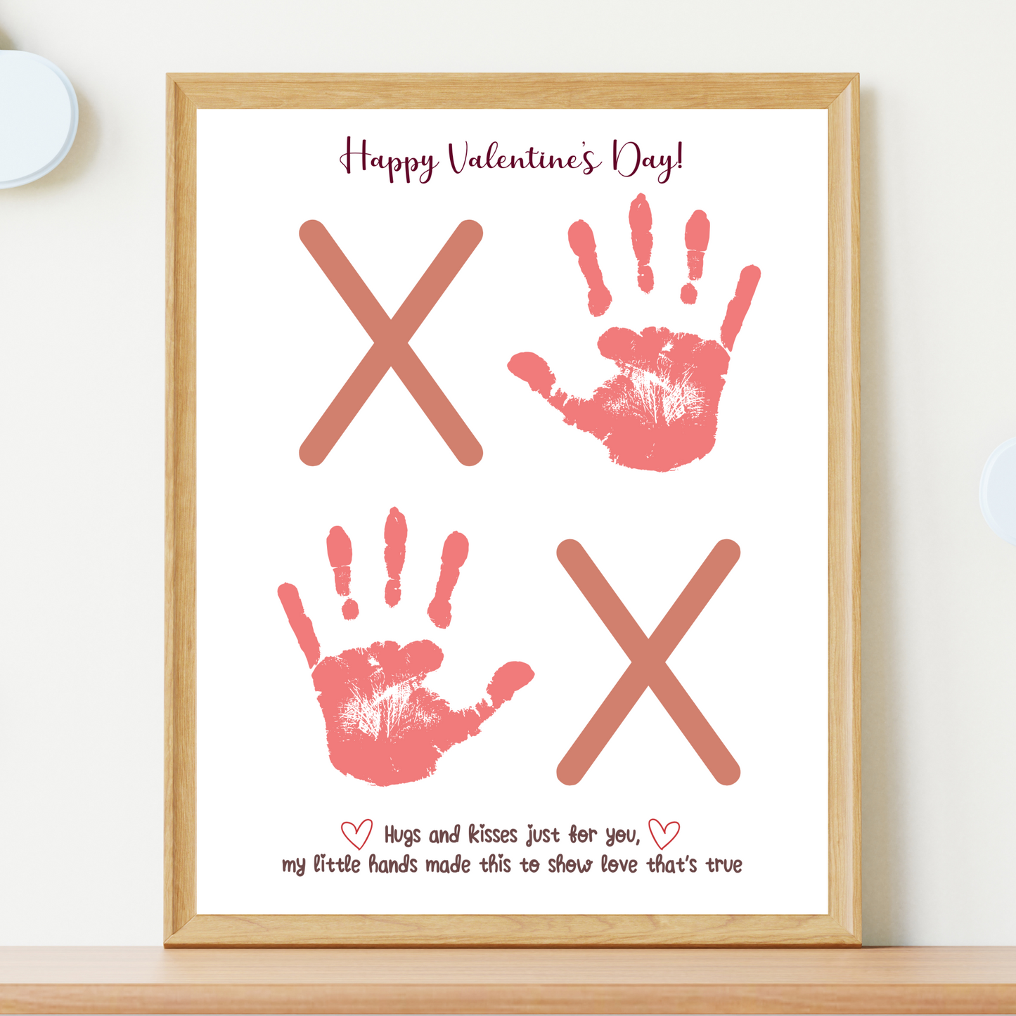 Valentines Day Handprint Holiday Crafts Printable, DIY XOXO Art for Kids Baby Toddler Activity Daycare Preschool Keepsake