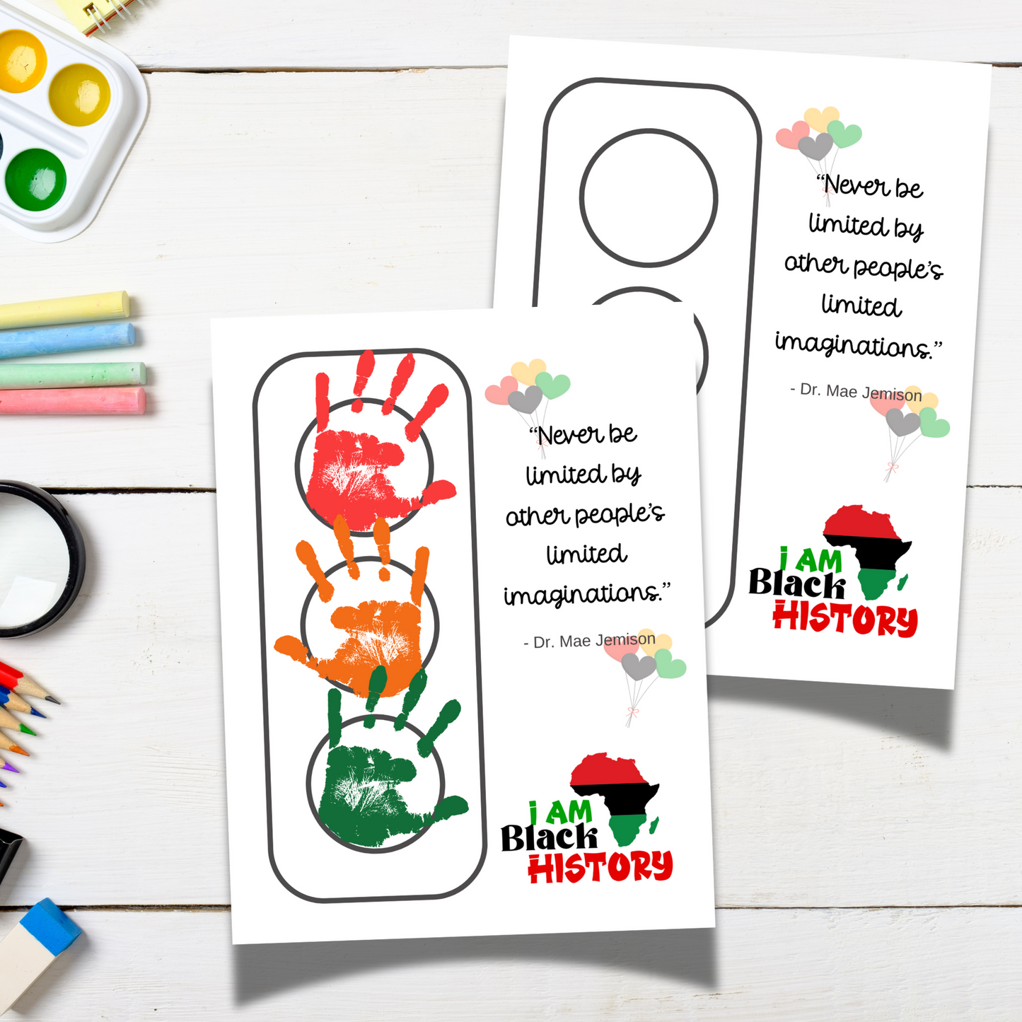 Black History Month Handprint Crafts Printable Bundle, DIY Art Kids Activity Keepsake