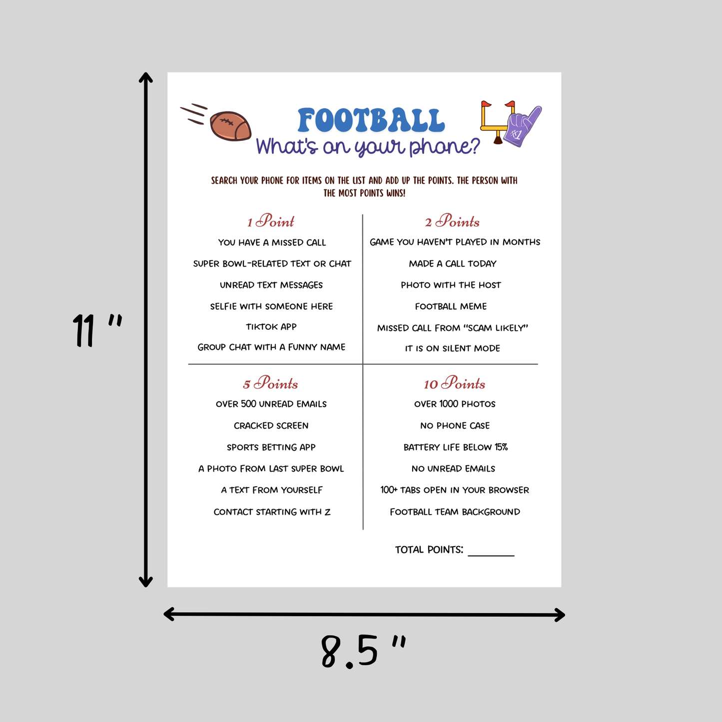 Football Party Games Printable 2026 Family Activity