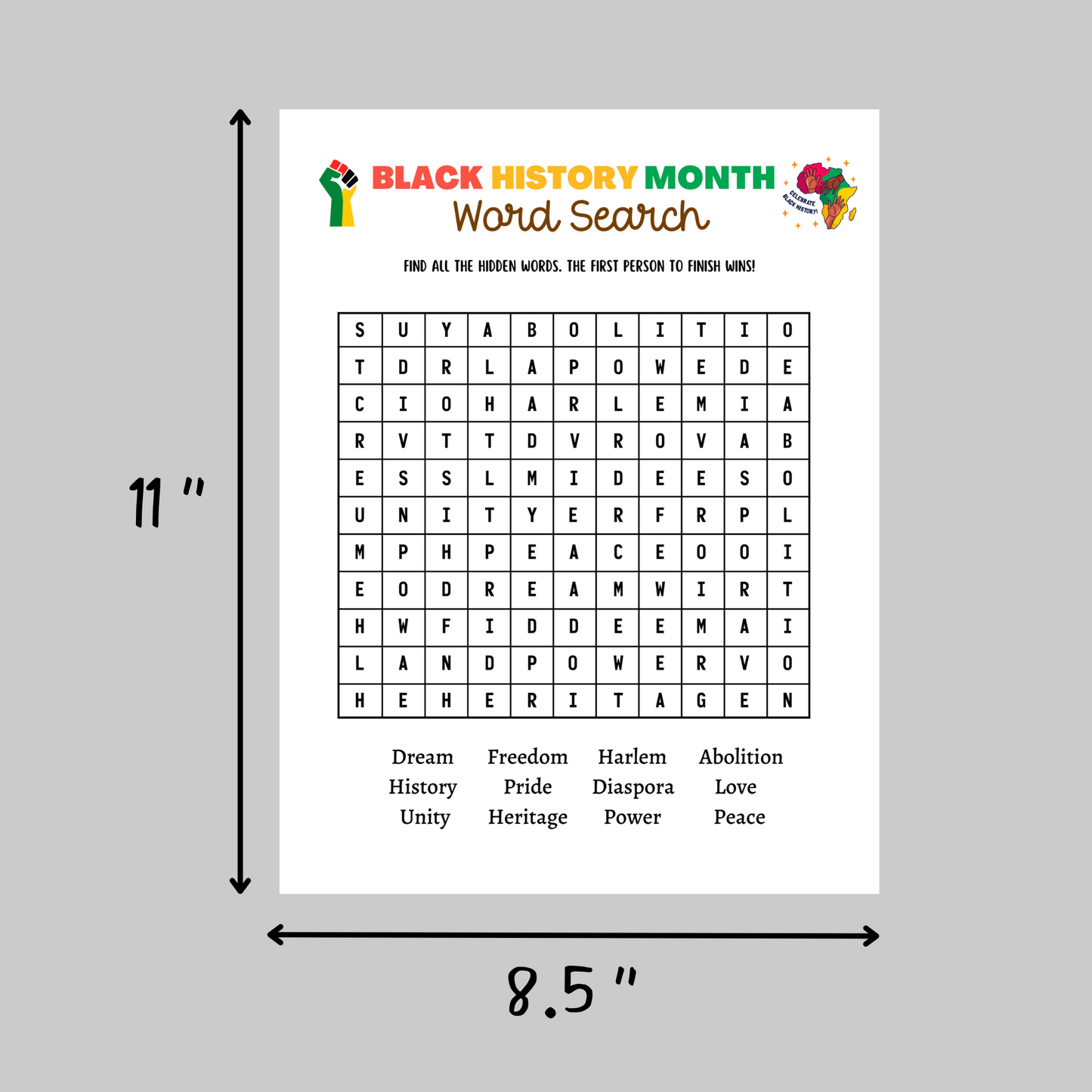 Black History Month Games Printable, African American Historical Celebration Trivia Quiz Party Activity