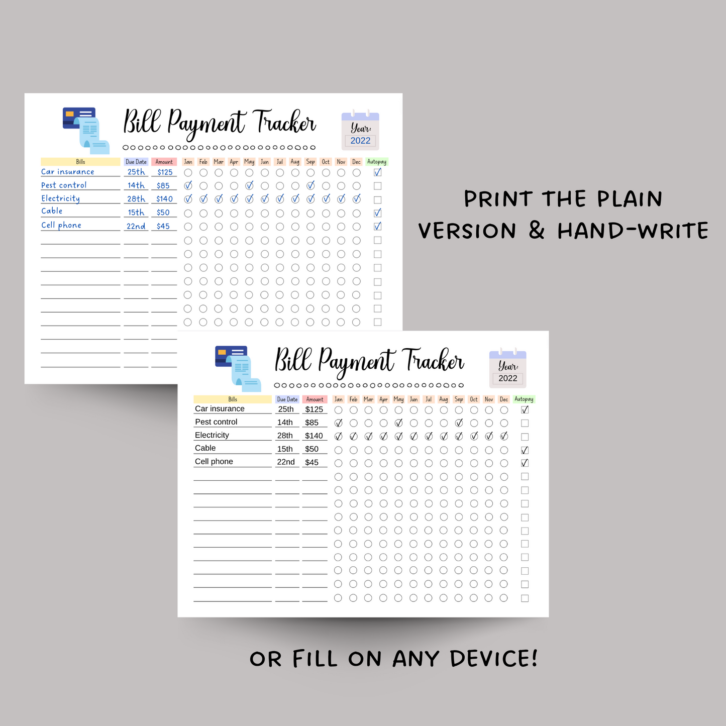 Household Planner Printable, Cleaning Checklist, Meal Planner, Bill Tracker