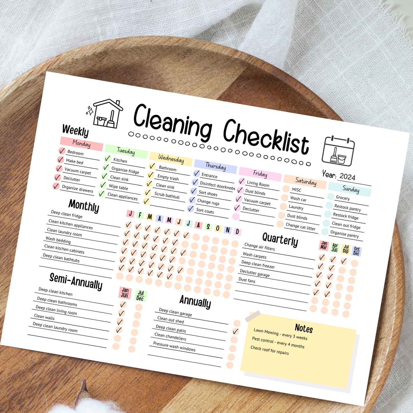 Editable Cleaning Schedule, Printable Digital Cleaning Checklist Planner