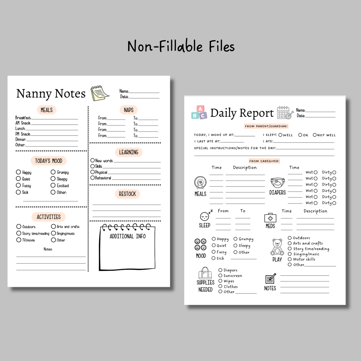 Babysitter Planner Printable Bundle, Nanny Information