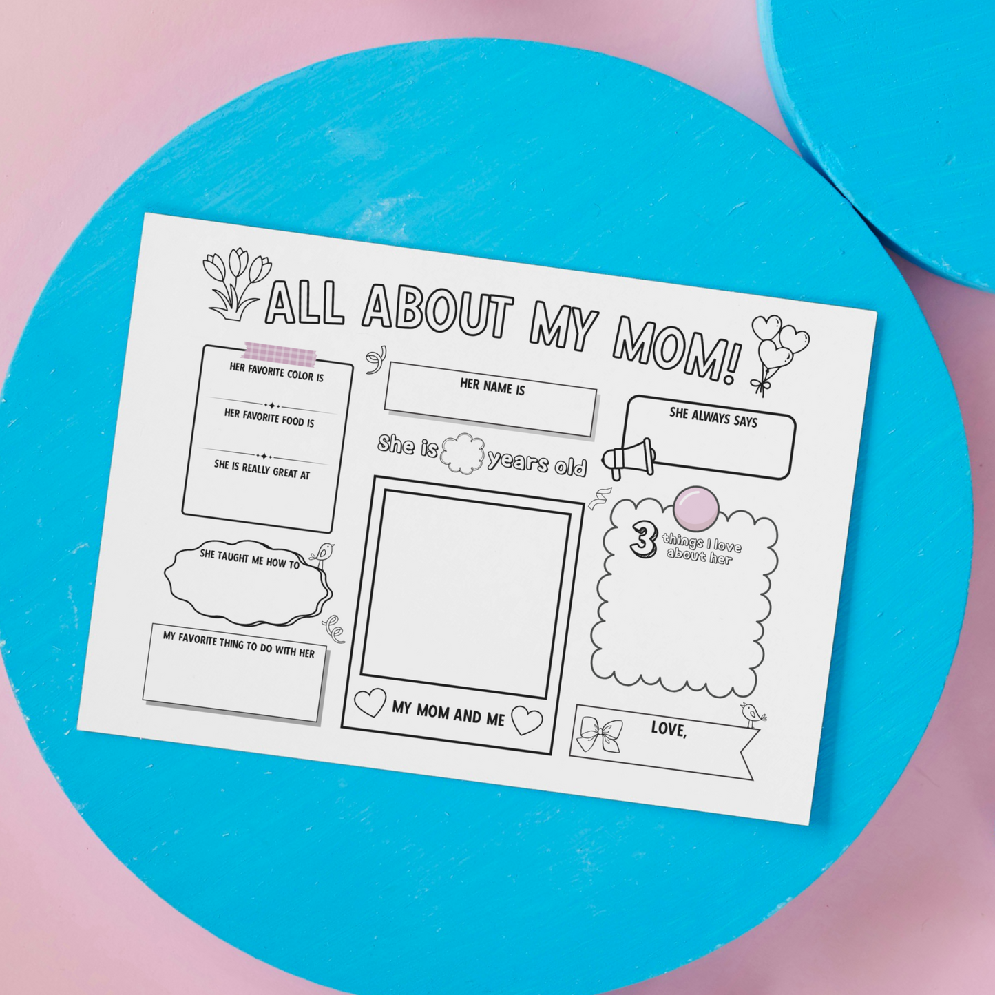 All About My Mom Survey Printable, Mothers Day Card Questionnaire Gift Ideas Personalized Keepsake