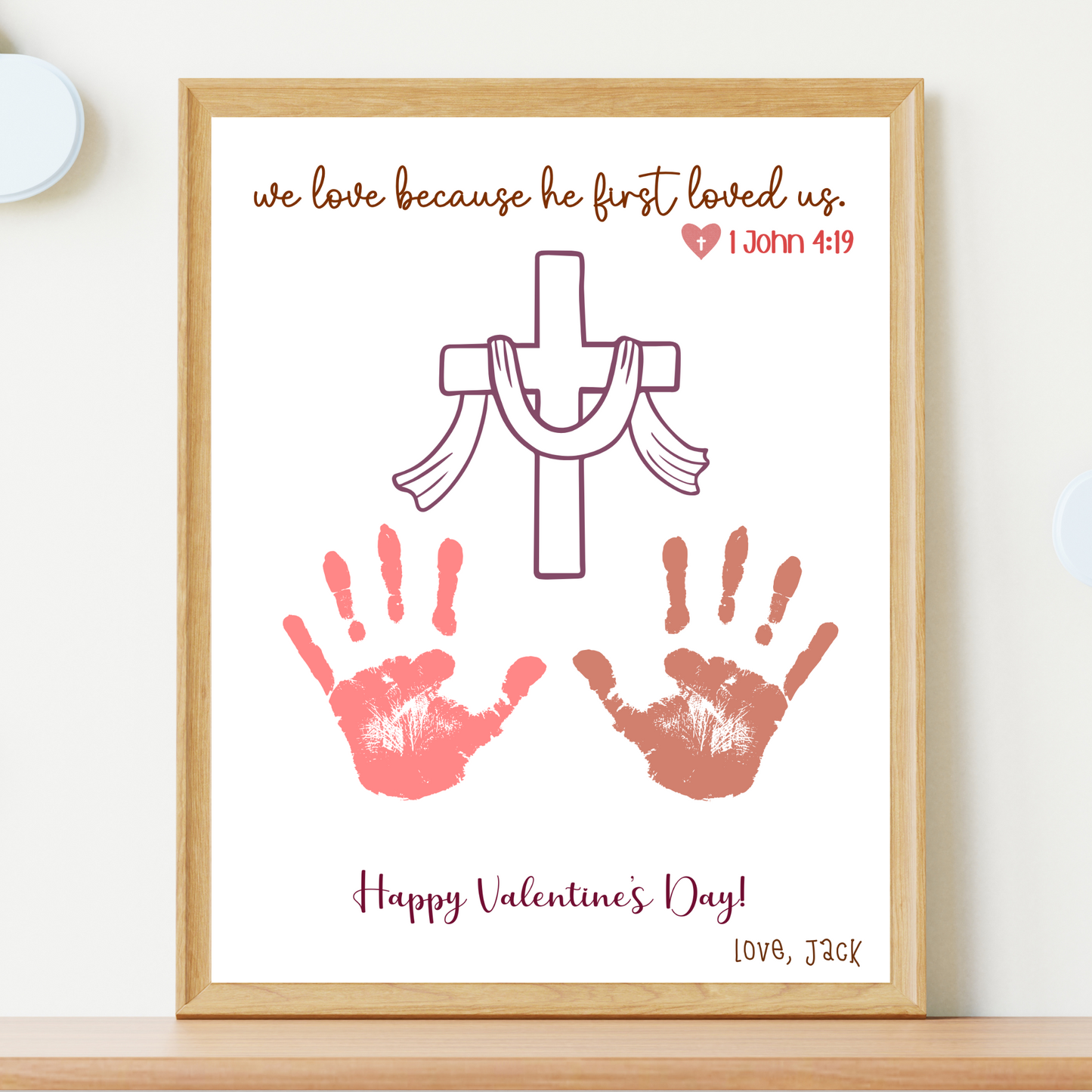 Handprint Bible Verse Craft Printable, Valentine’s Day Christian Art for Sunday School, Baby Toddler Child Nursery DIY Activity Preschool