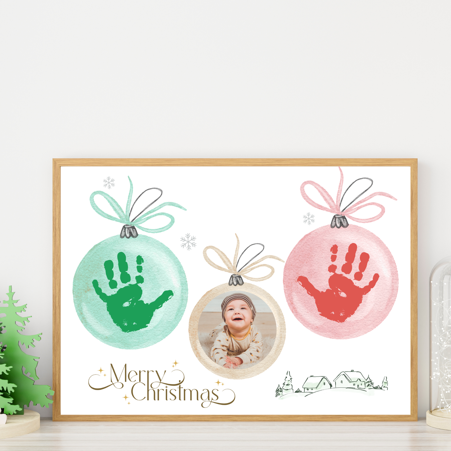 Christmas Ornament Handprint Photo Craft Printable