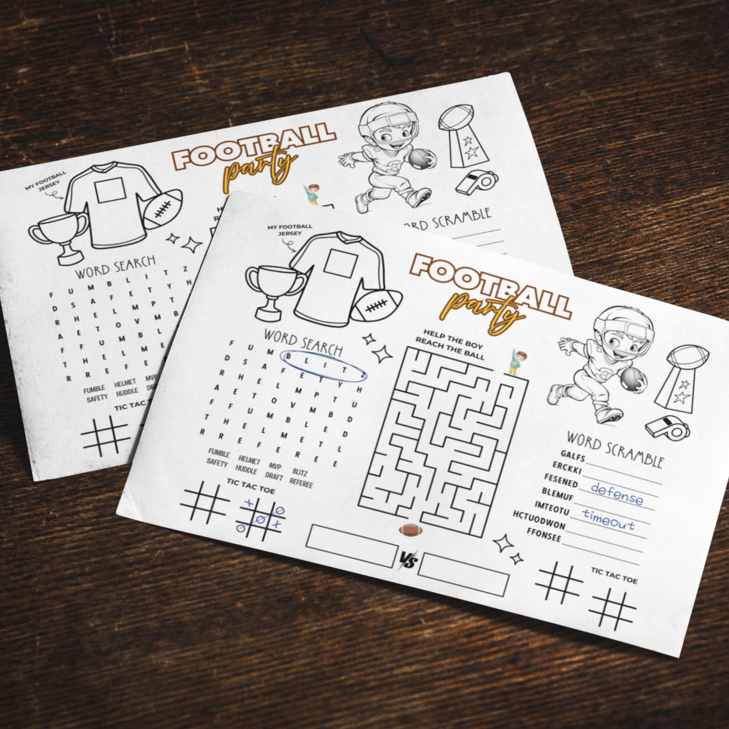 Football Activity Sheet Printable for Kids