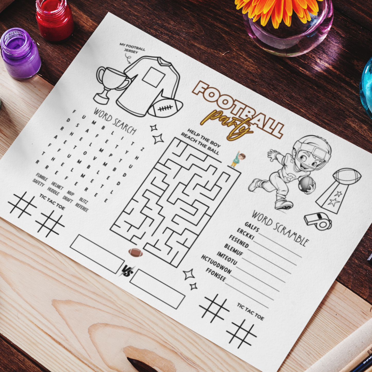 Football Activity Sheet Printable for Kids