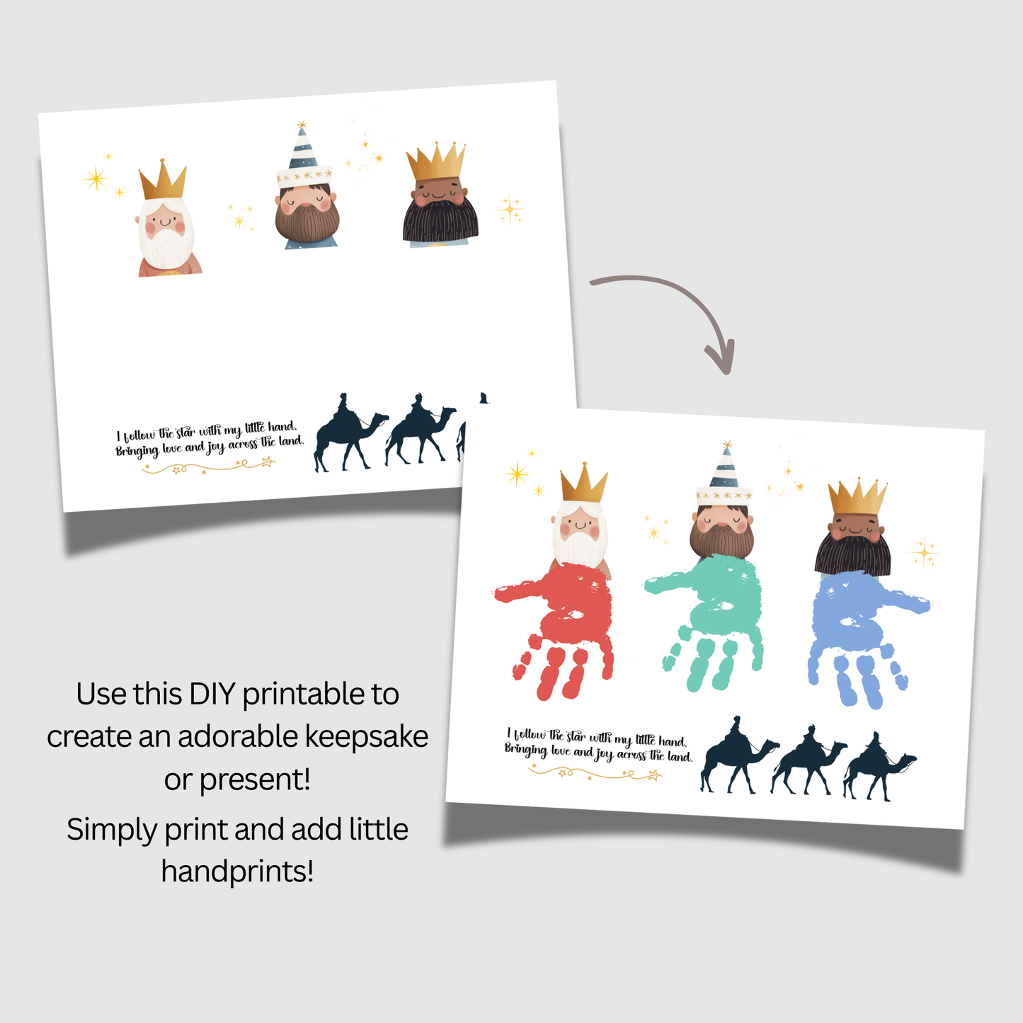 Three Kings Christmas Handprint Craft Printable