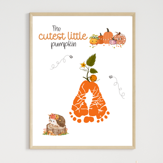 Pumpkin Footprint Craft Printable, Fall Autumn Activity DIY Art for Kids