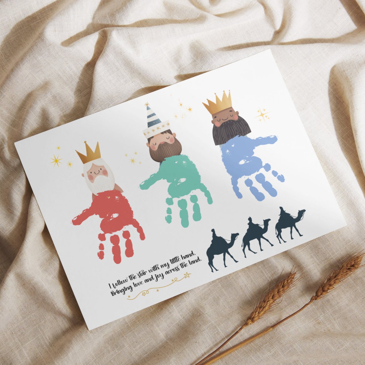 Three Kings Christmas Handprint Craft Printable