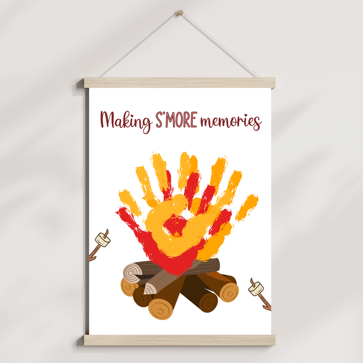 Handprint Fire Pattern Summer Handprint Craft Printable, DIY Camp Fire Art Project for Kids A ...