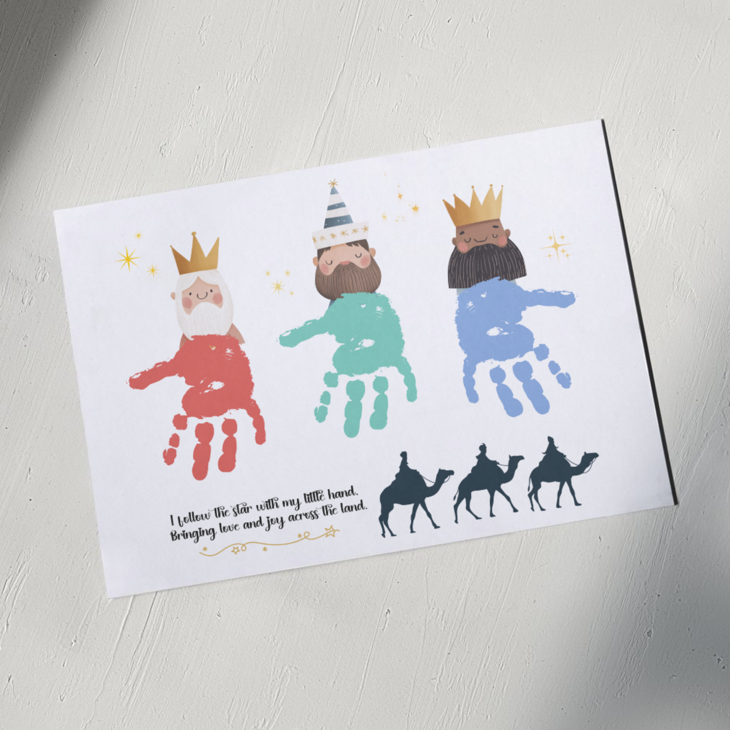 Three Kings Christmas Handprint Craft Printable