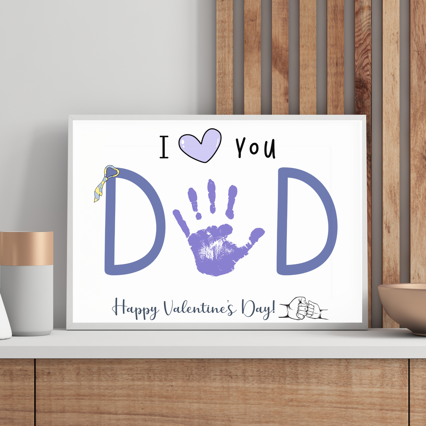 Valentines Day Handprint Holiday Crafts Printable Cute DIY Dad Art for Kids Baby Toddler Activity Keepsake Gift