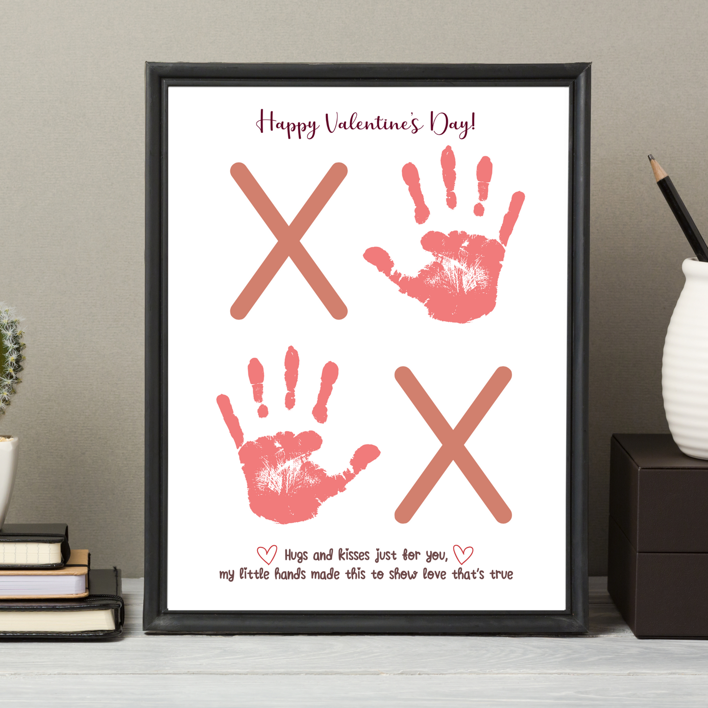 Valentines Day Handprint Holiday Crafts Printable, DIY XOXO Art for Kids Baby Toddler Activity Daycare Preschool Keepsake