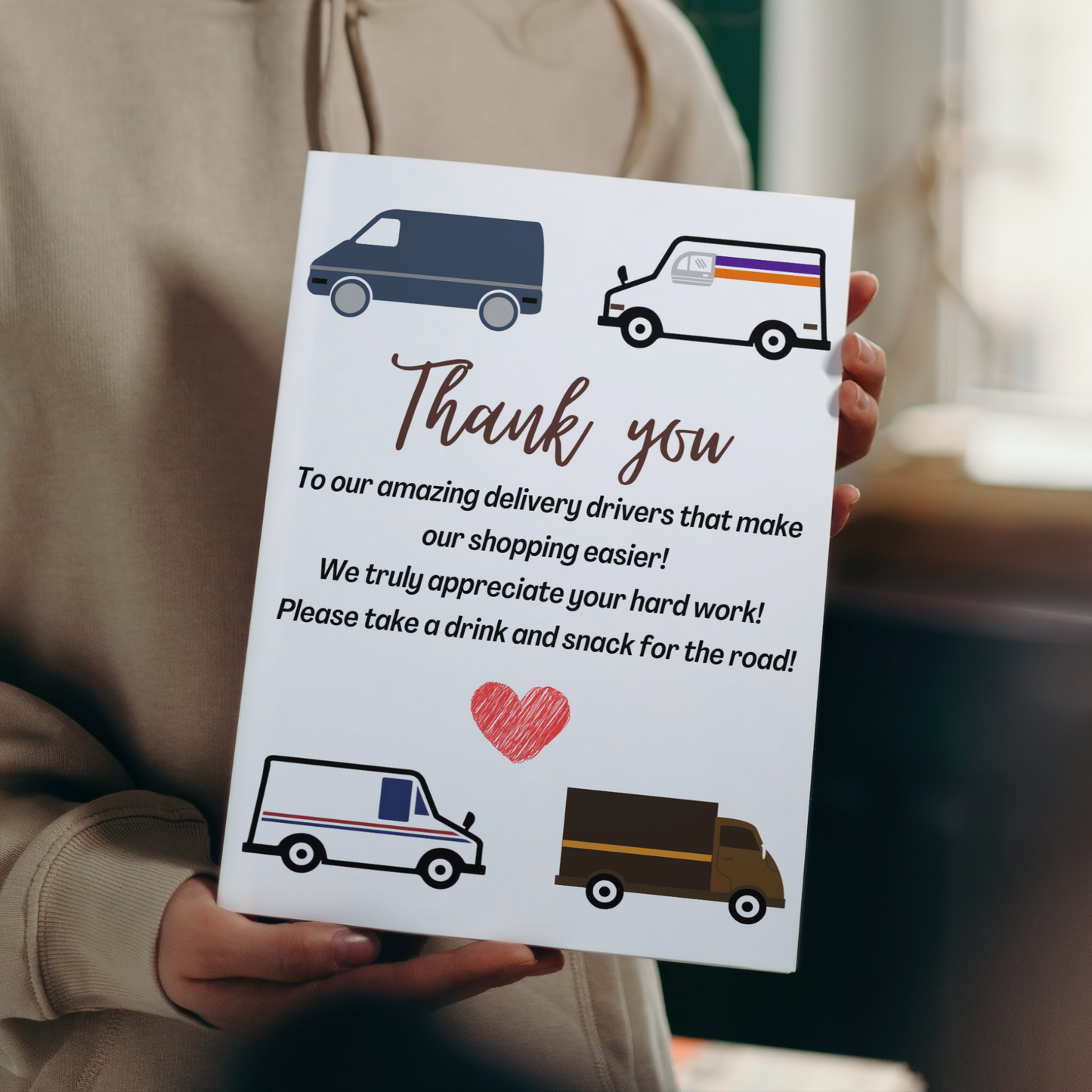 Delivery Driver Appreciation Printable Thank You Snack & Drink Sign