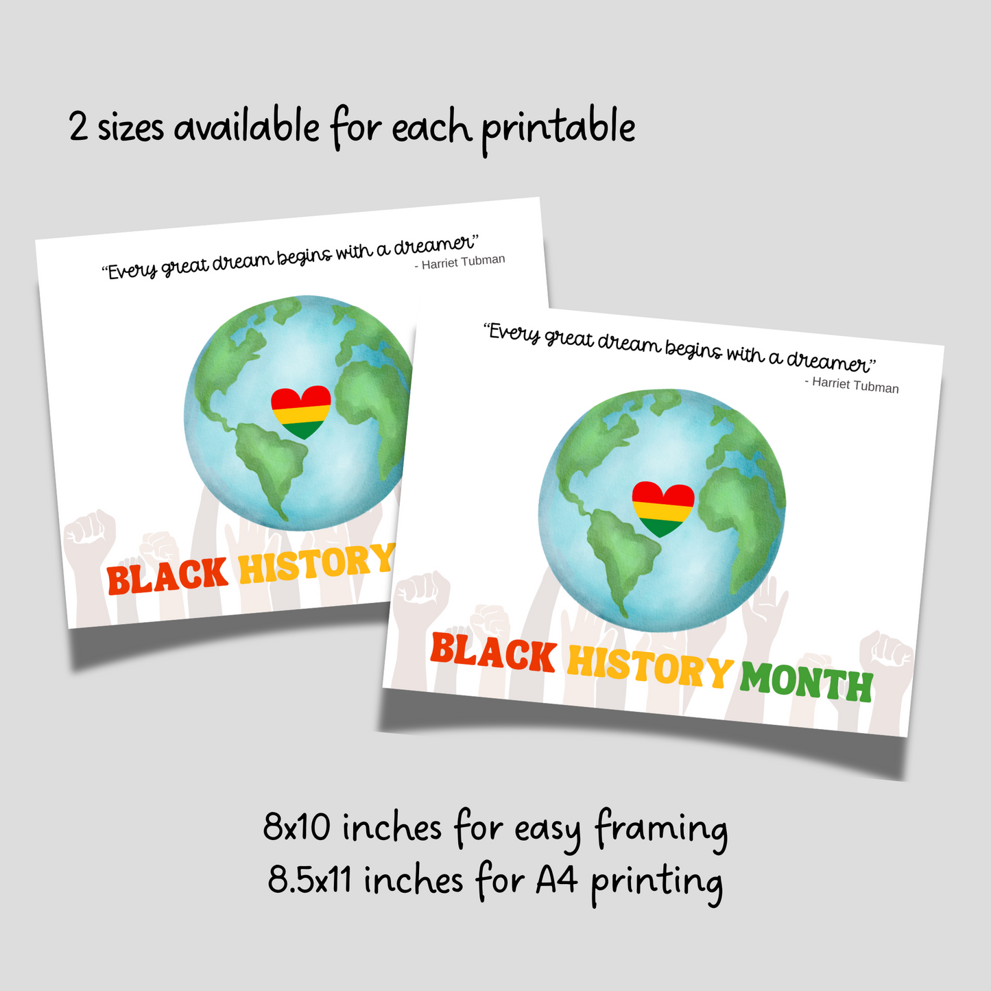 Black History Month Handprint Crafts Printable Bundle, DIY Art Kids Activity Keepsake