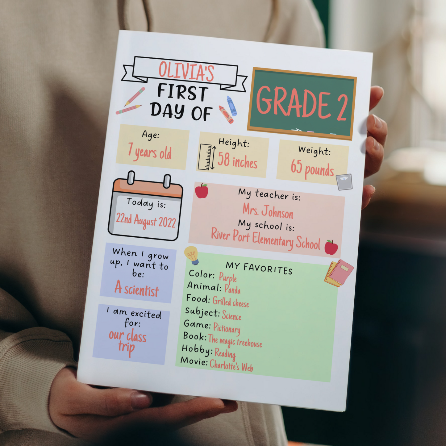 First and Last Day of School Signs Printable, Back to School Questionnaire Template