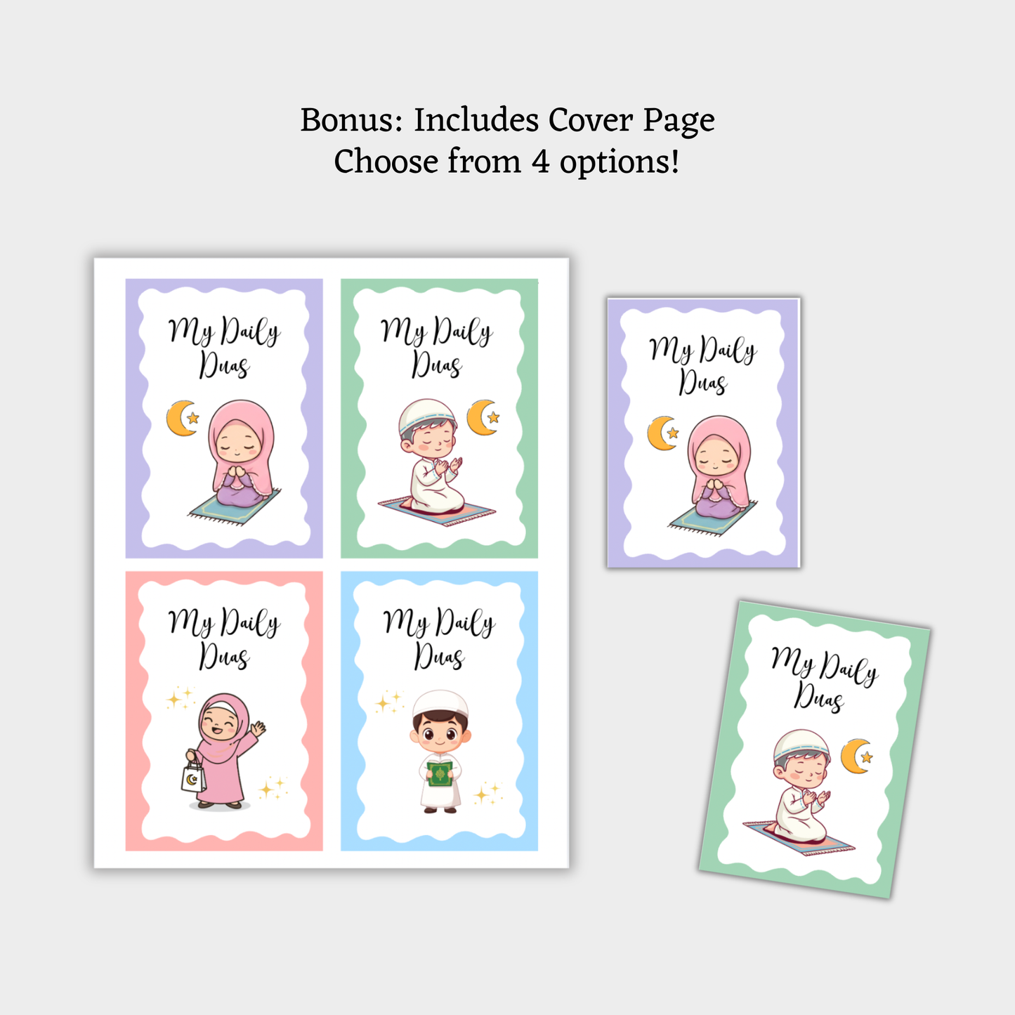 40 Kids Daily Dua Islamic Cards Printable