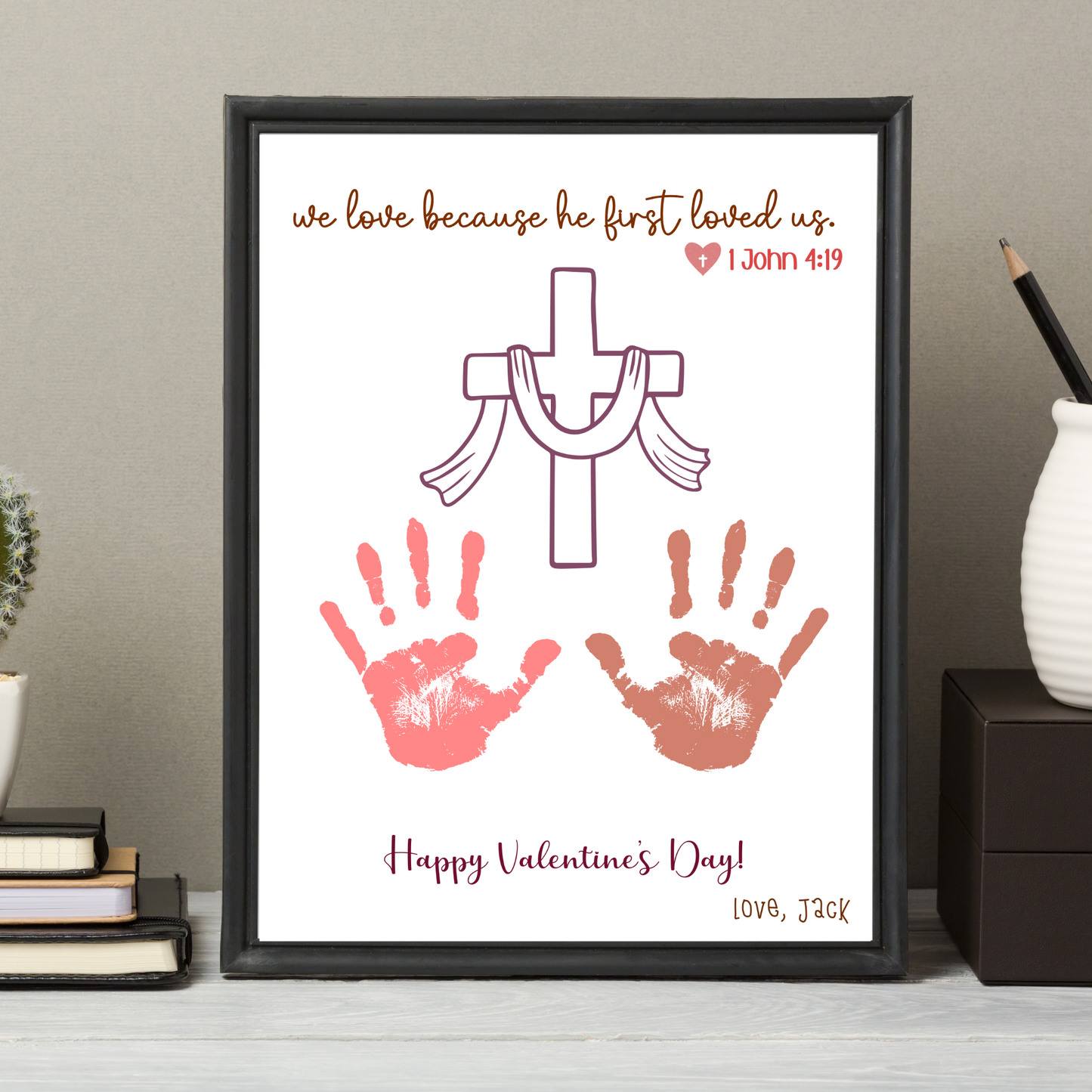 Handprint Bible Verse Craft Printable, Valentine’s Day Christian Art for Sunday School, Baby Toddler Child Nursery DIY Activity Preschool