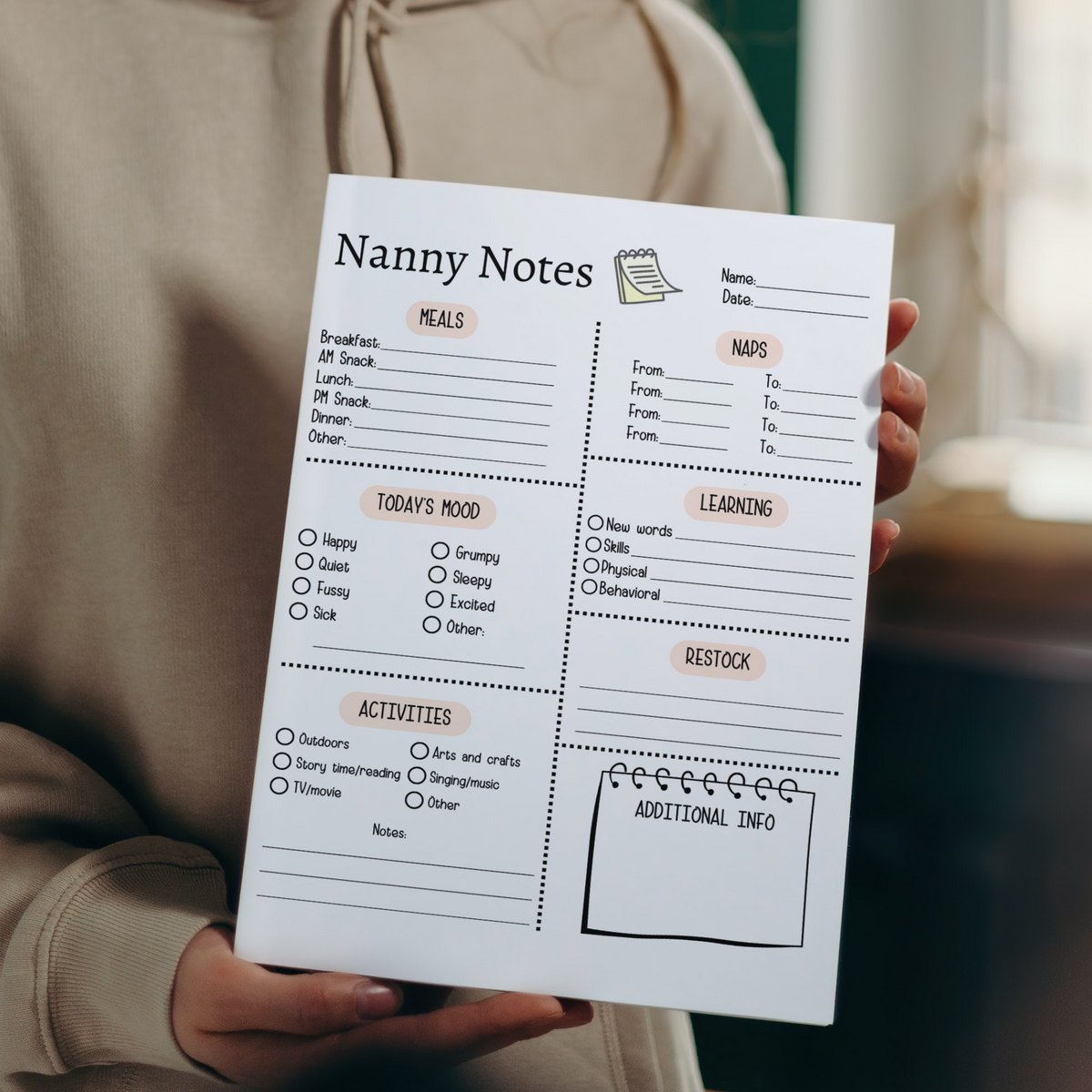 Nanny Notes Printable, Babysitter Information Sheet, Daily Nanny Log ...