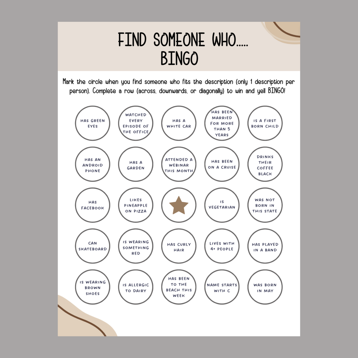 Employee Bingo, Find Someone Who Game, Fun Icebreaker Office Party Game