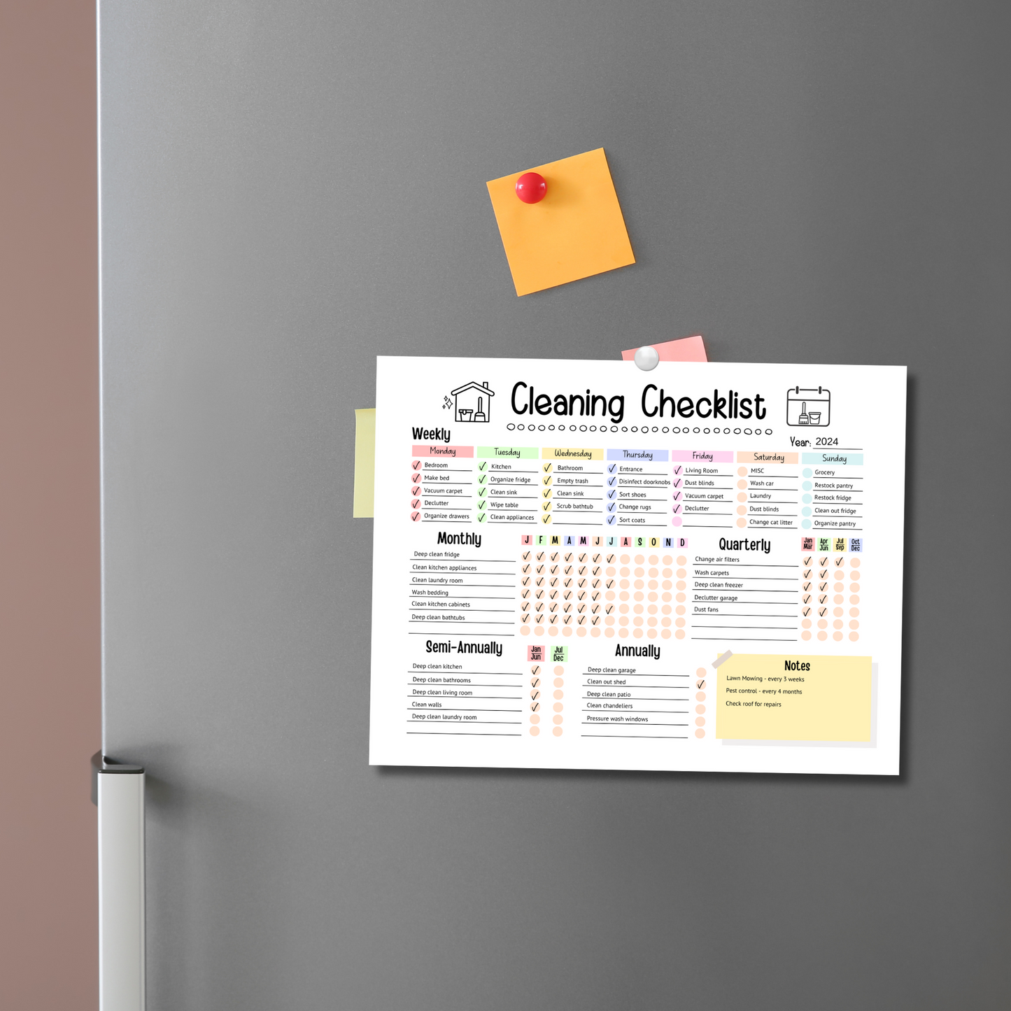 Editable Cleaning Schedule, Printable Digital Cleaning Checklist Planner