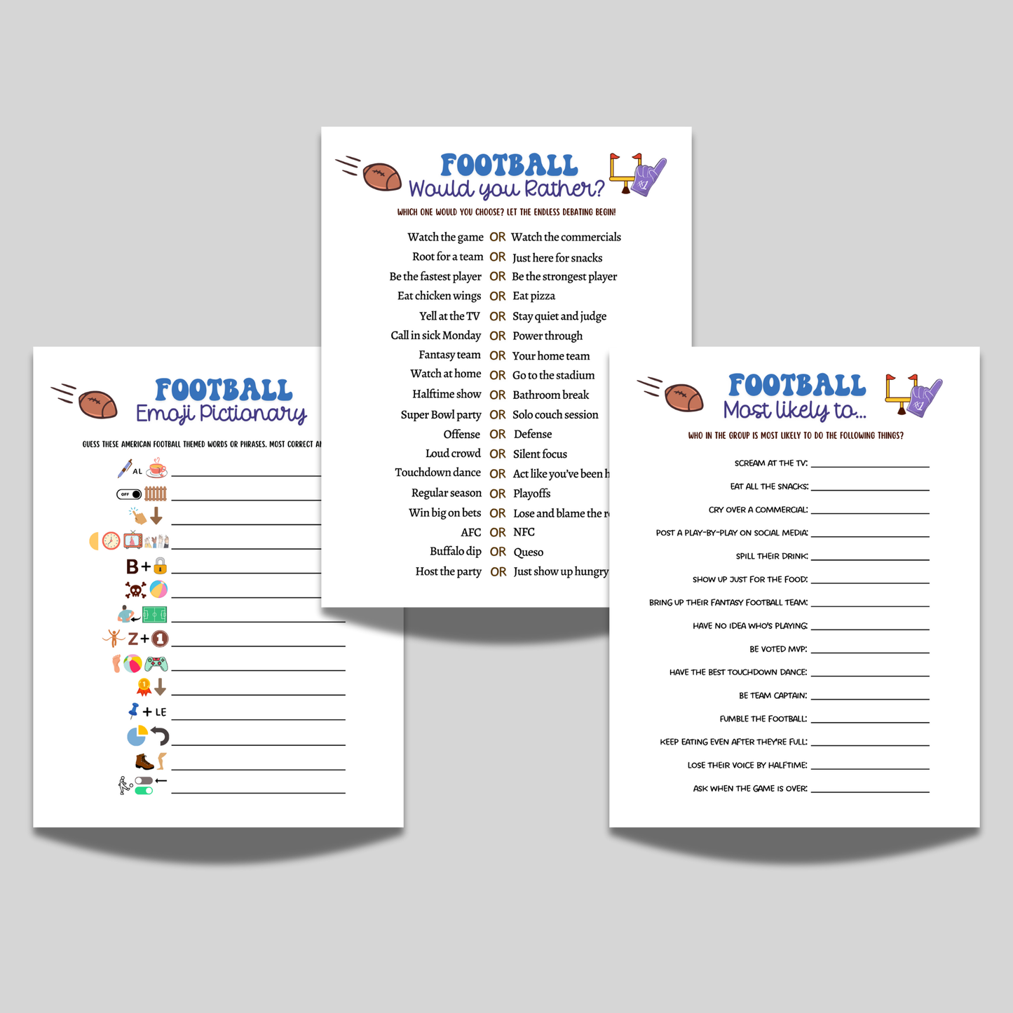 Football Party Games Printable 2026 Family Activity
