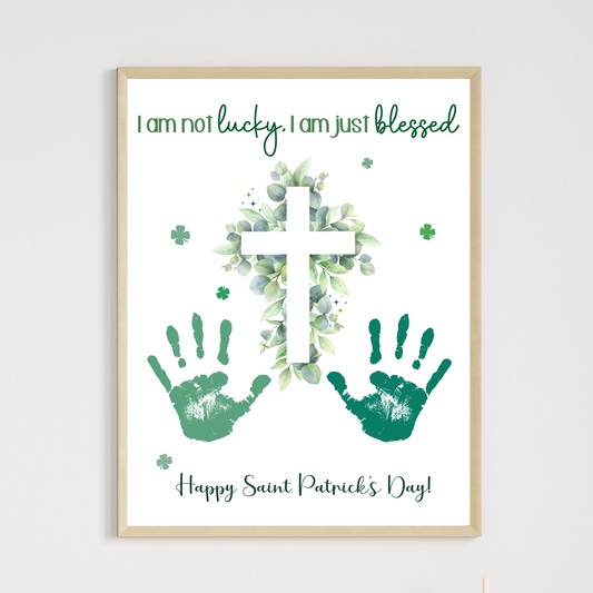 St. Patricks Day Christian Handprint Craft Printable, DIY Bible Art for Kids Baby Toddler