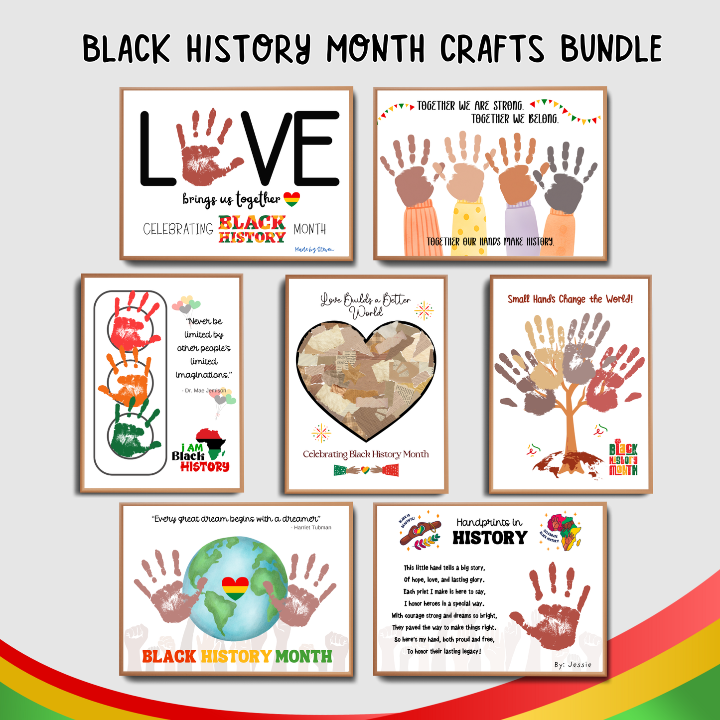 Black History Month Handprint Craft Bundle for Kids