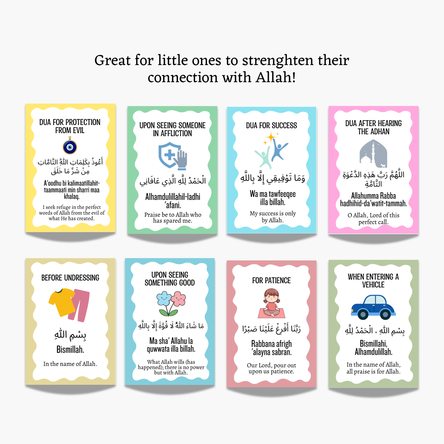 40 Kids Daily Dua Islamic Cards Printable
