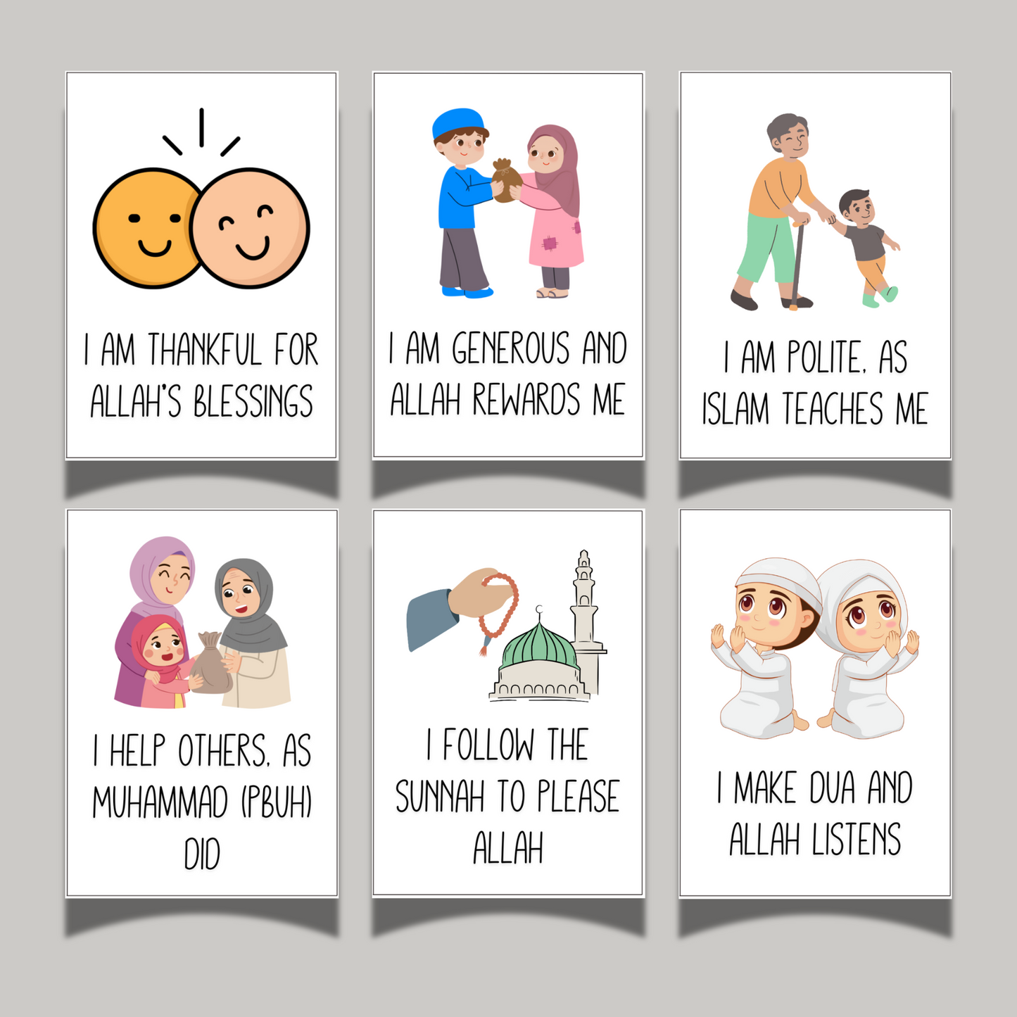 Islamic Affirmations for Kids Printable Cards, Daily Positive Muslim Reminders