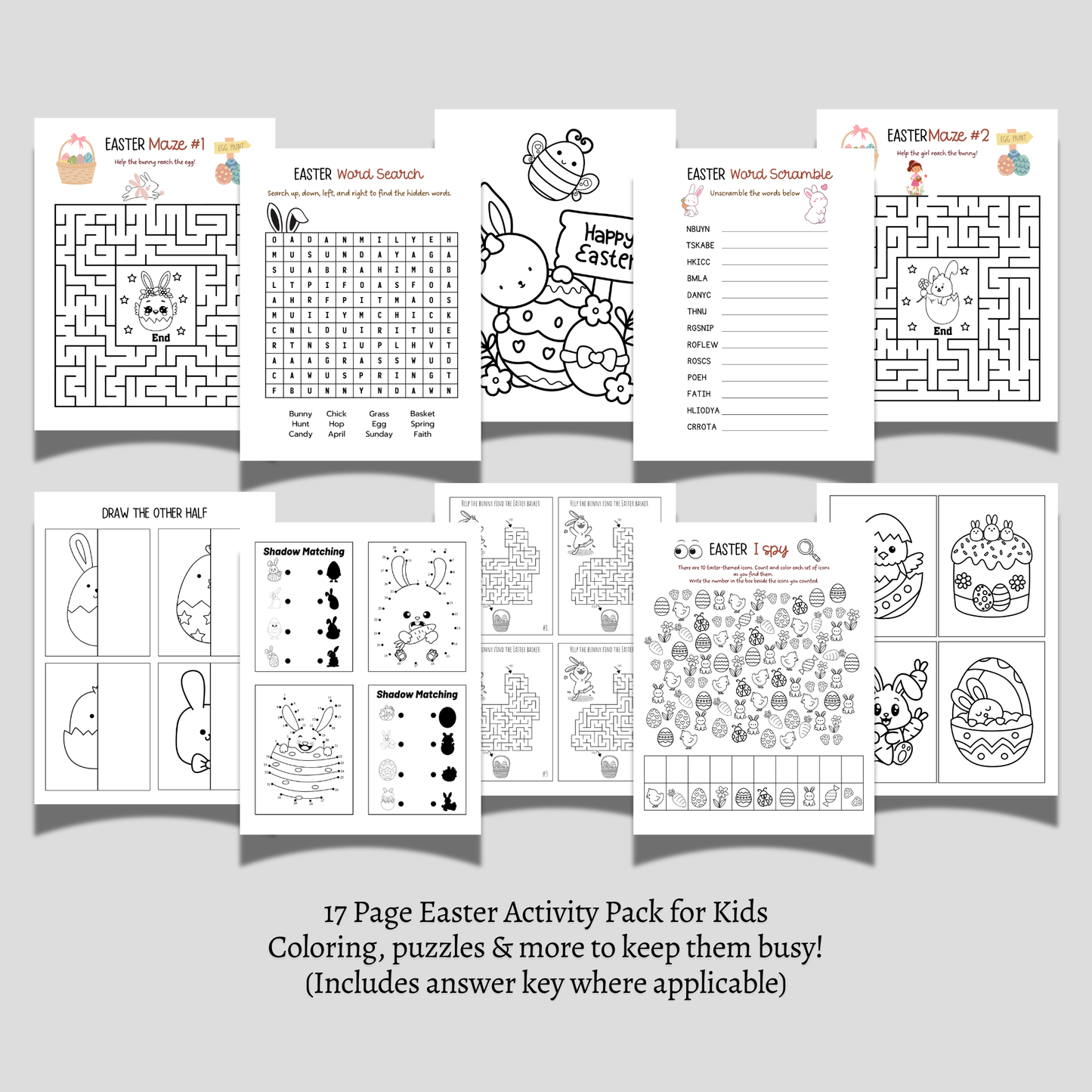 Easter Games Bundle 25 Printables for Kids & Adults