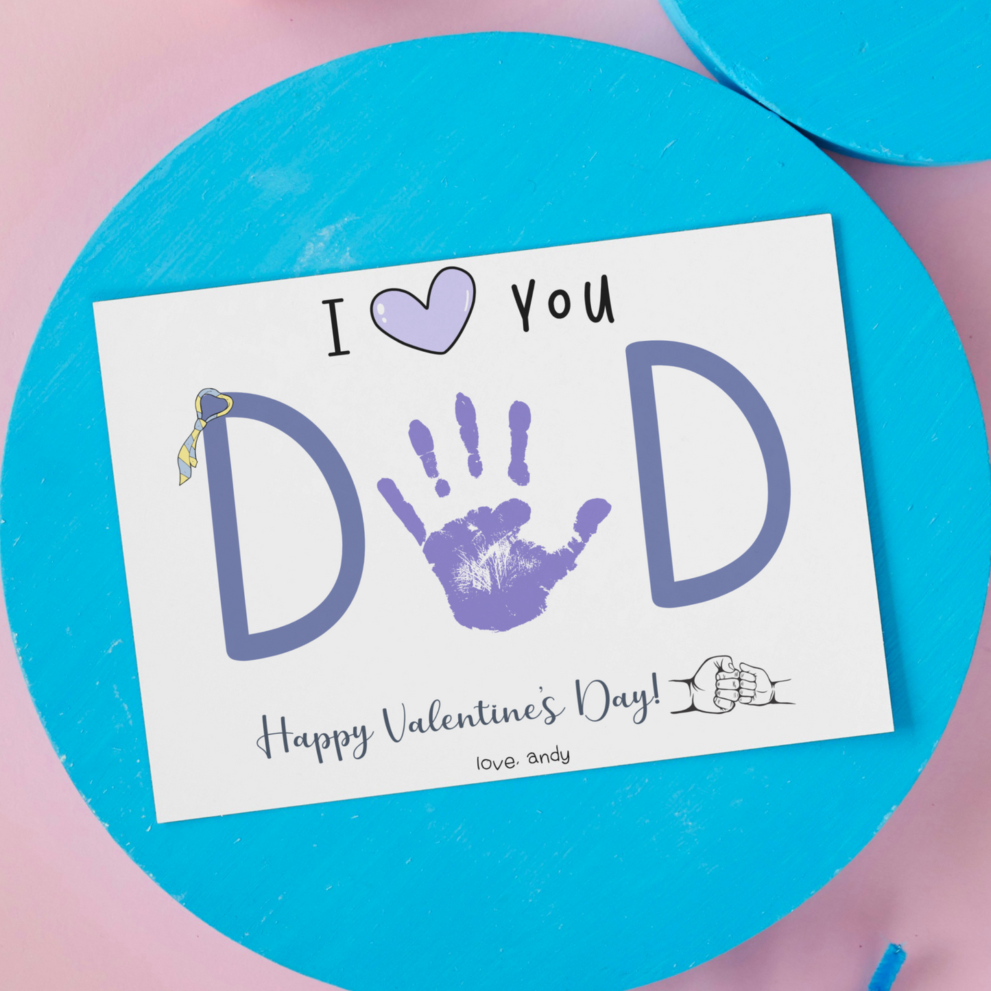 Valentines Day Handprint Holiday Crafts Printable Cute DIY Dad Art for Kids Baby Toddler Activity Keepsake Gift