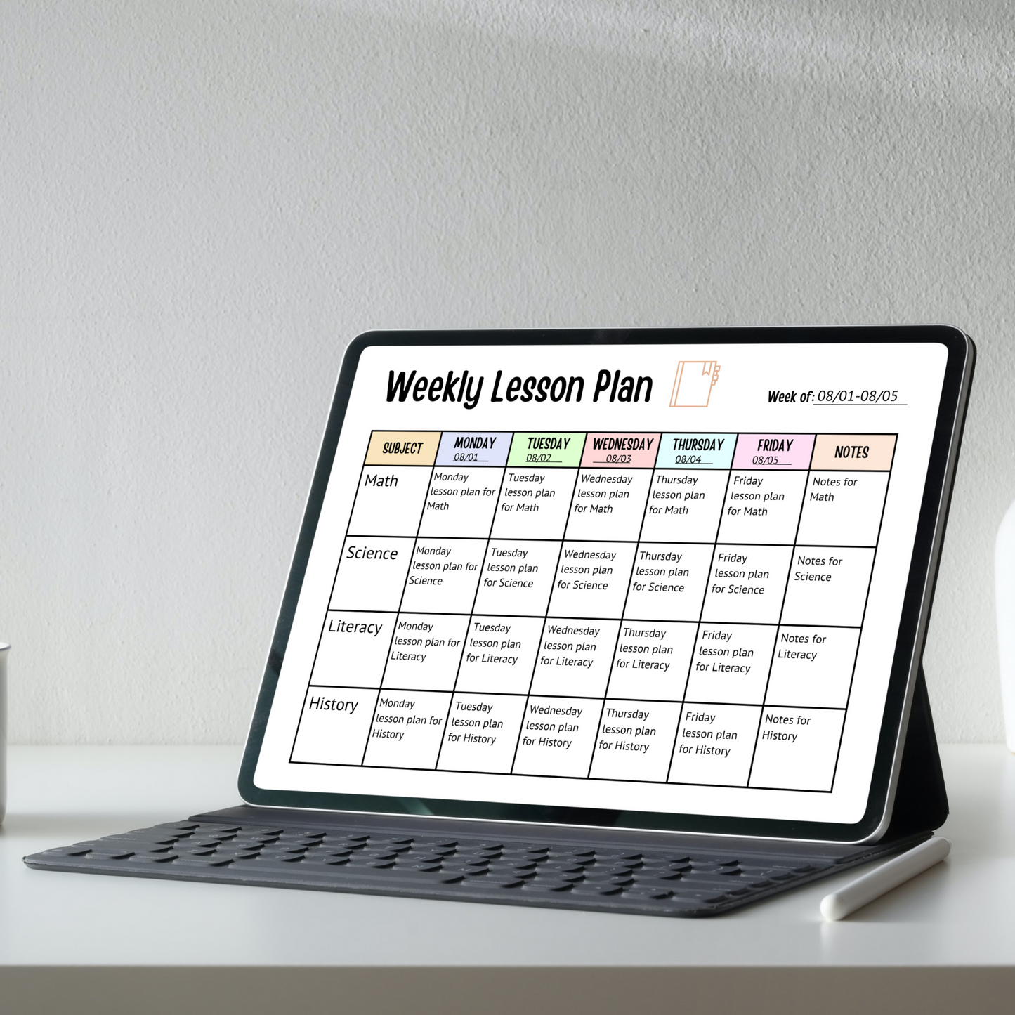 Weekly Lesson Plan Printable, Editable School Planner Schedule