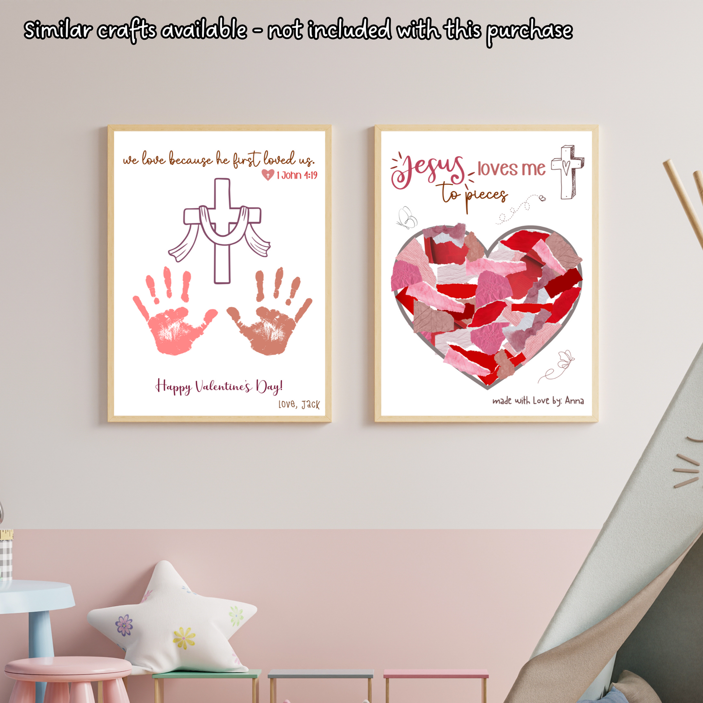 Handprint Bible Verse Craft Printable, Valentine’s Day Christian Art for Sunday School, Baby Toddler Child Nursery DIY Activity Preschool