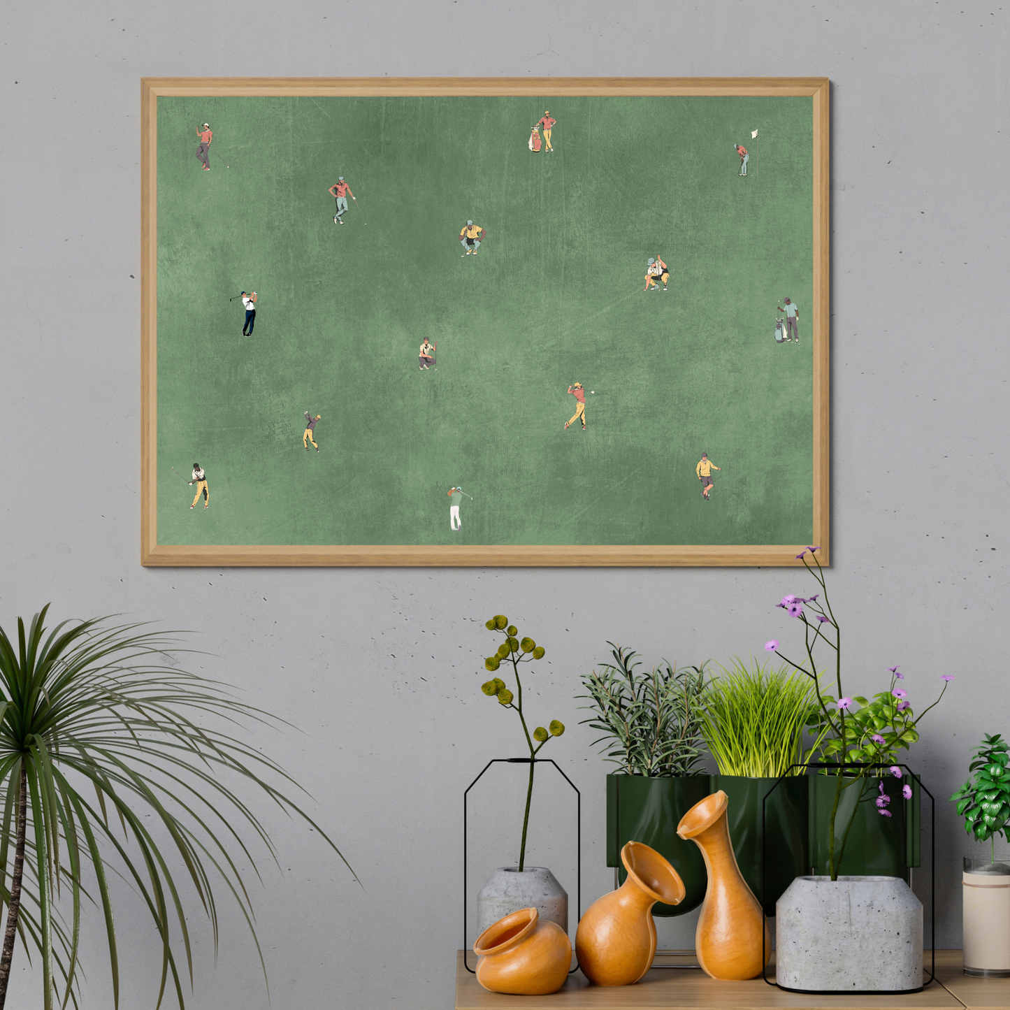 Tiny Golfers Poster Print Minimalist Wall Art Gift
