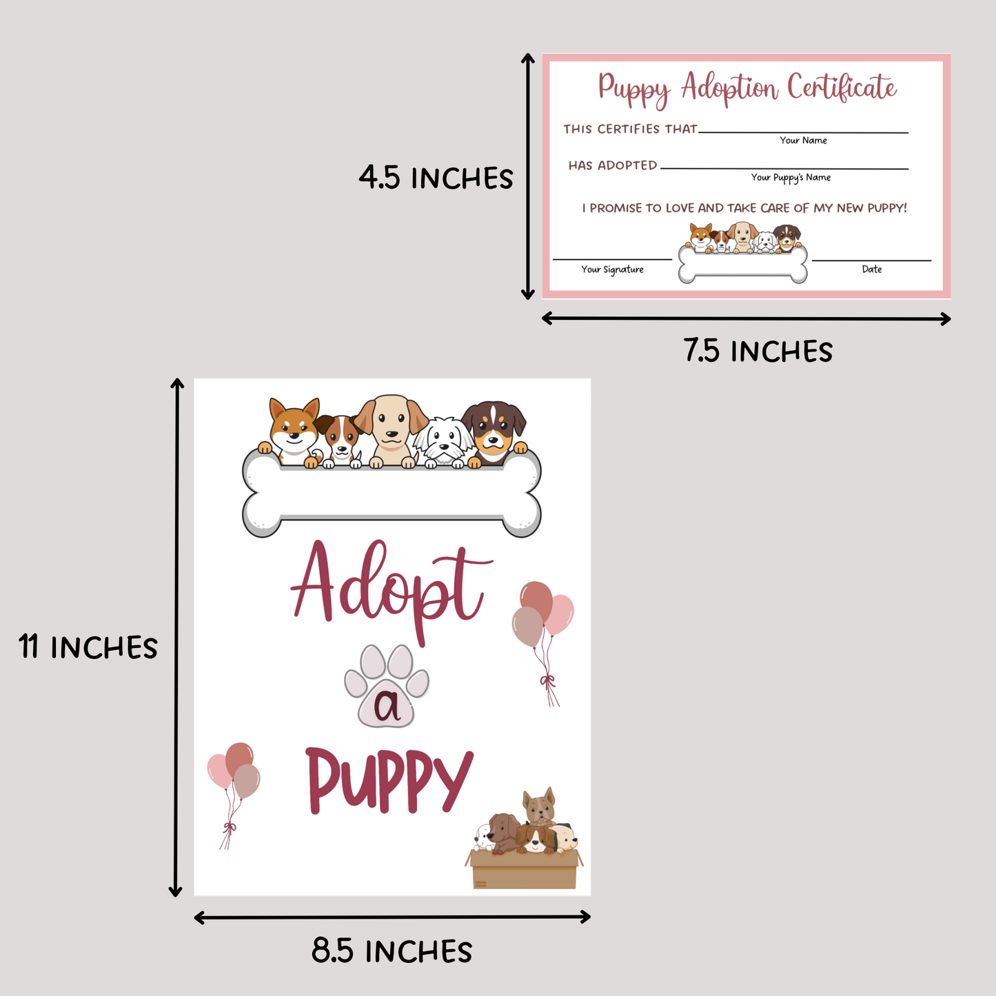 Puppy Party Signs Printable, Adopt a Puppy Dog Lover Birthday Games