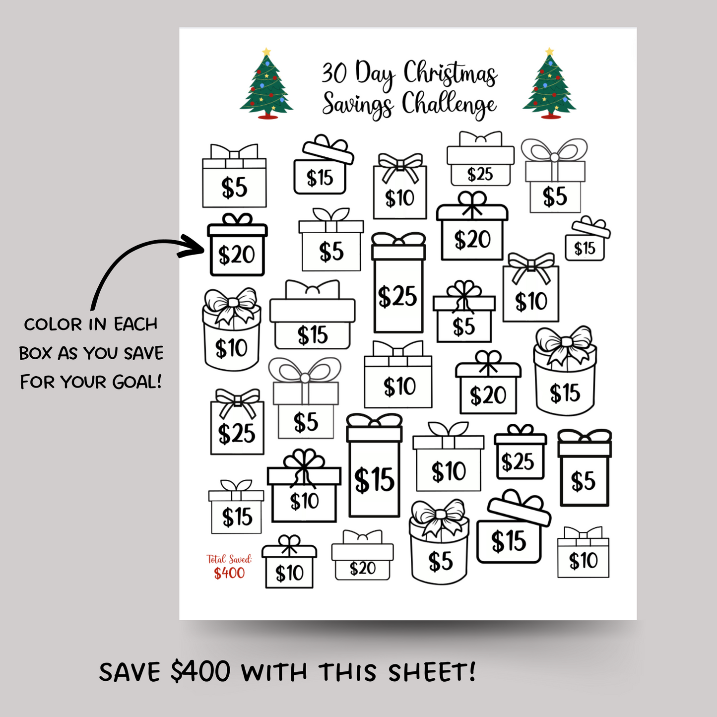 Christmas Savings Challenge Printable, 30 Day Xmas Holiday A6 Saving T – Scribbled LLC christmas-savings-challenge-printable-30-day-xmas-holiday-a6-saving-t-scribbled-llc
