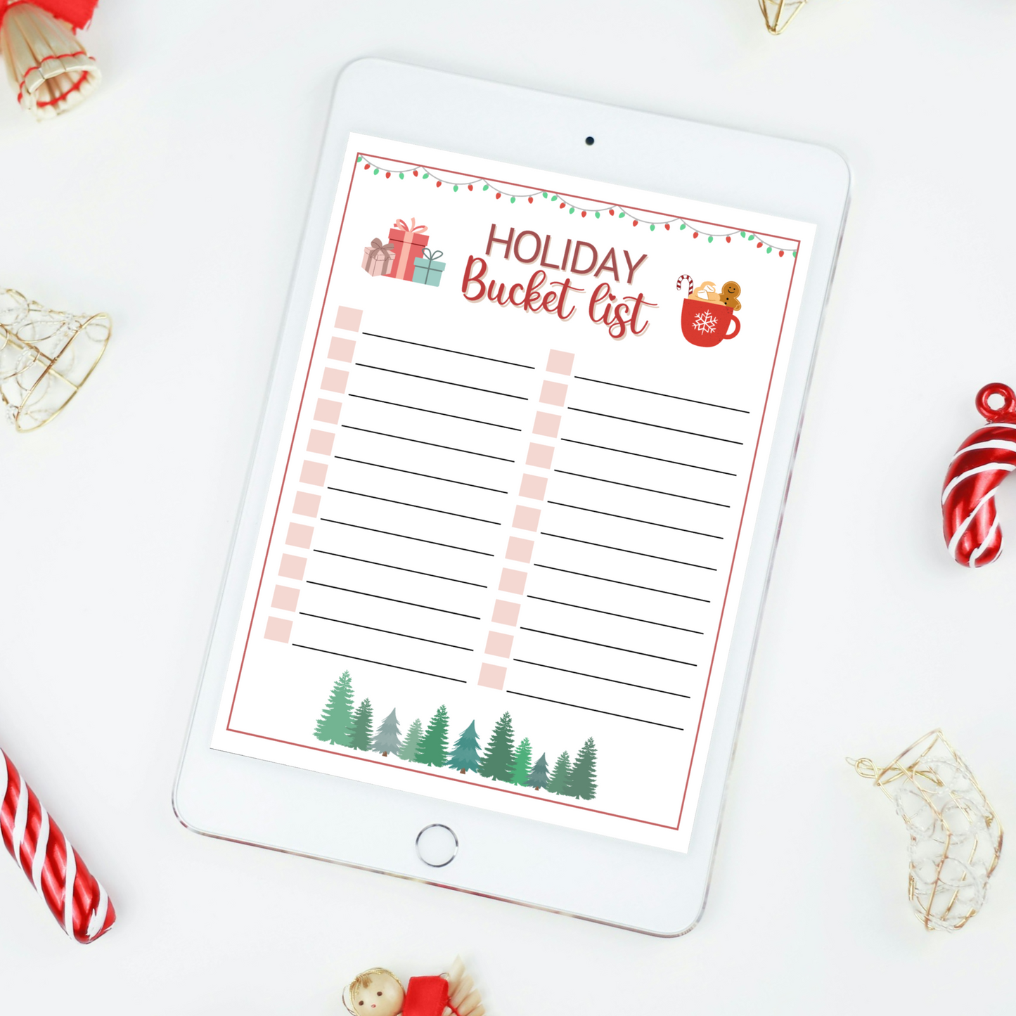 Holiday Bucket List Printable, Editable Christmas Activity Checklist