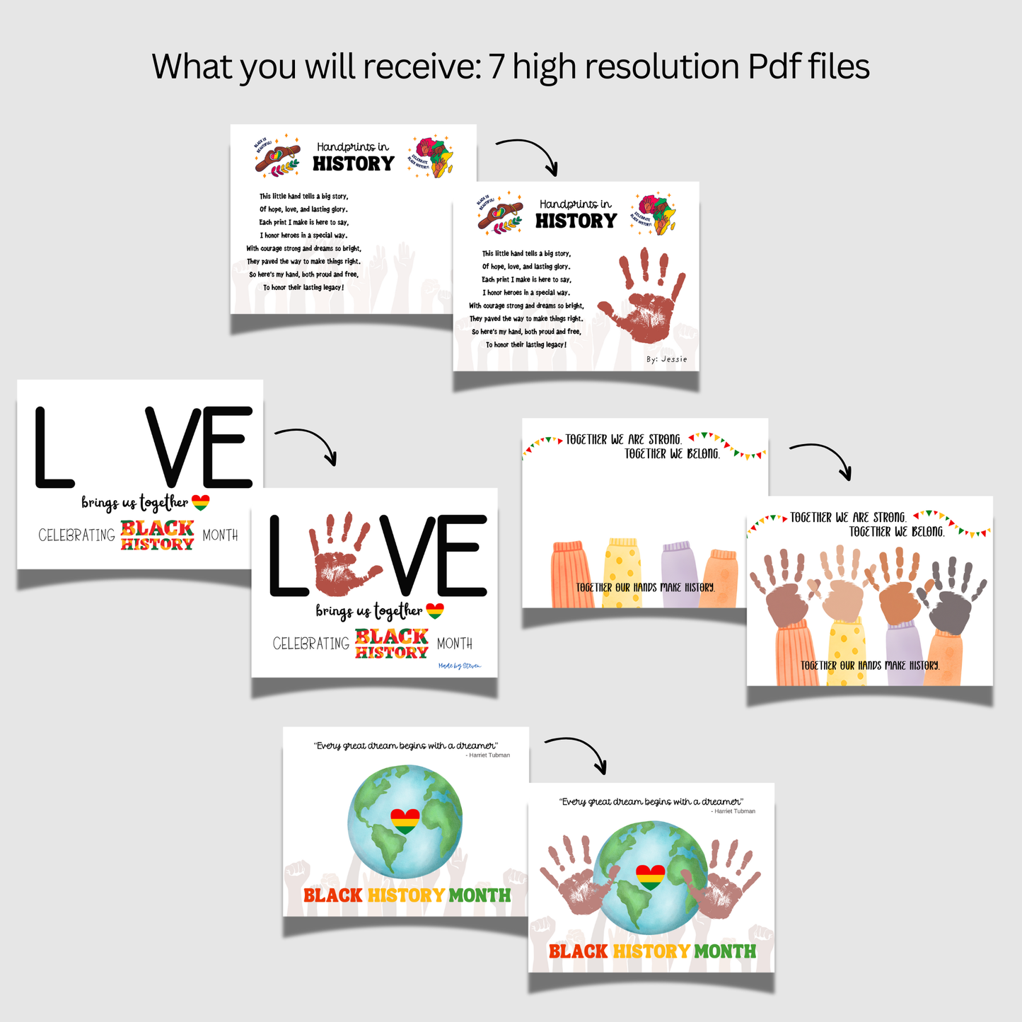 Black History Month Handprint Craft Bundle for Kids