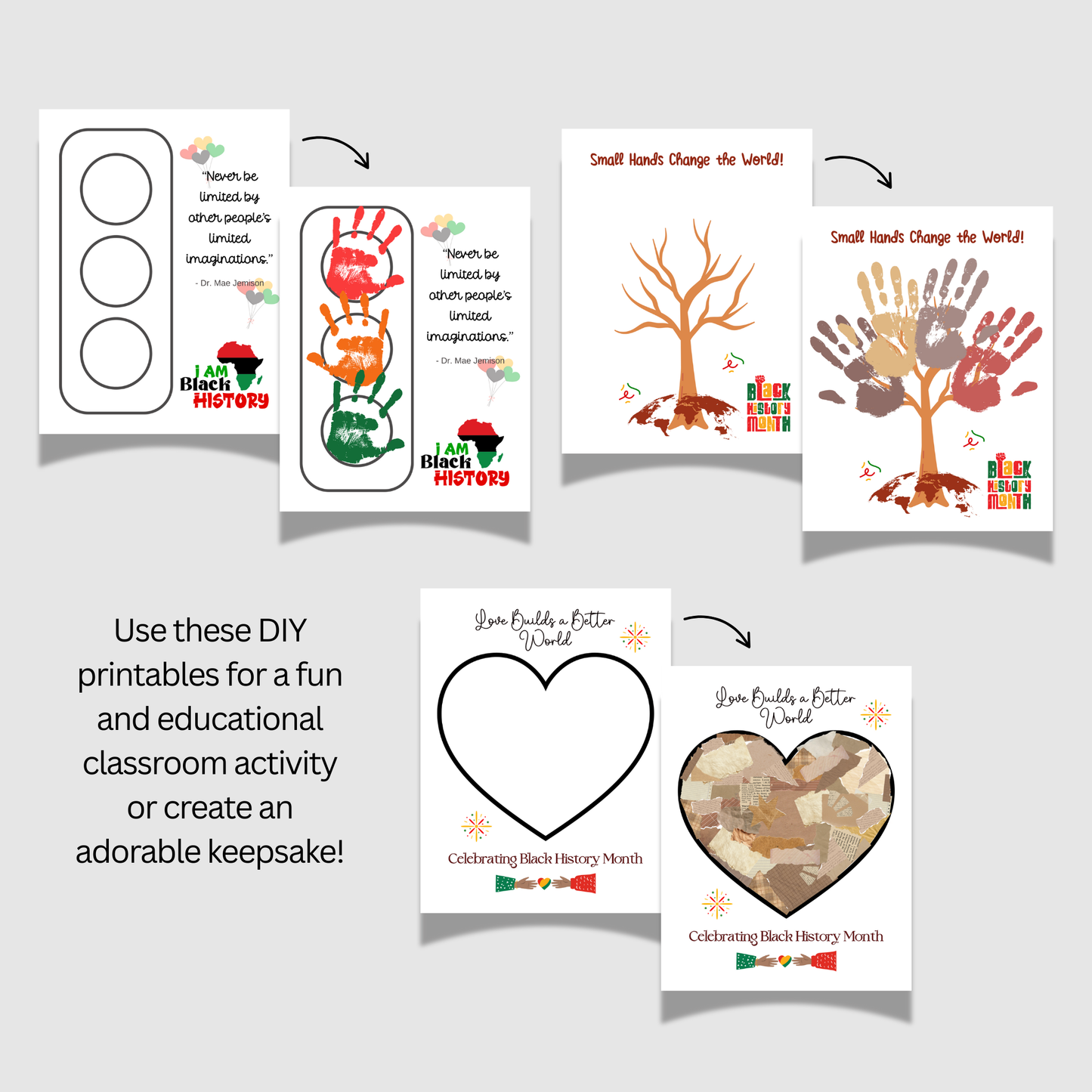 Black History Month Handprint Craft Bundle for Kids