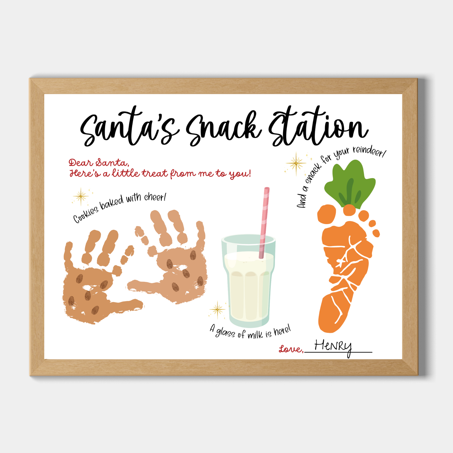 Dear Santa Handprint Footprint Christmas Placemat